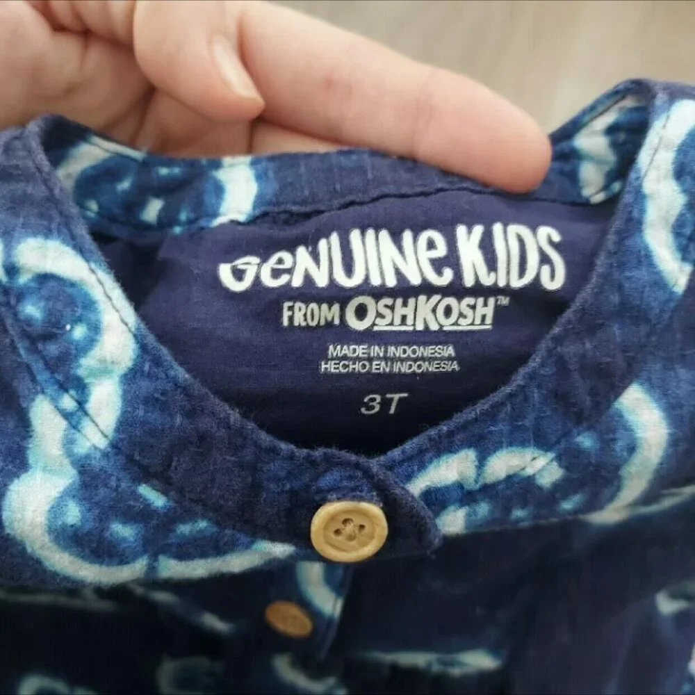 *Genuine Kids by Oshkosh Blue Floral Tie Dye Tunic Bohemian Lightweight Top 3T